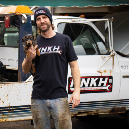 NNKH Logo Tee (White NNKH / Red Outline)