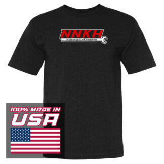 USA-made NNKH Logo Tee (Red NNKH / White Outline)