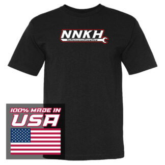 USA-made NNKH Logo Tee (White NNKH / Red Outline)