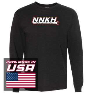 USA-made NNKH Logo Long Sleeve Shirt (White NNKH / Red Outline)