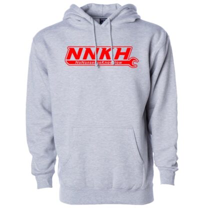 NNKH Logo Gray Heavyweight Hoodie (Red NNKH)